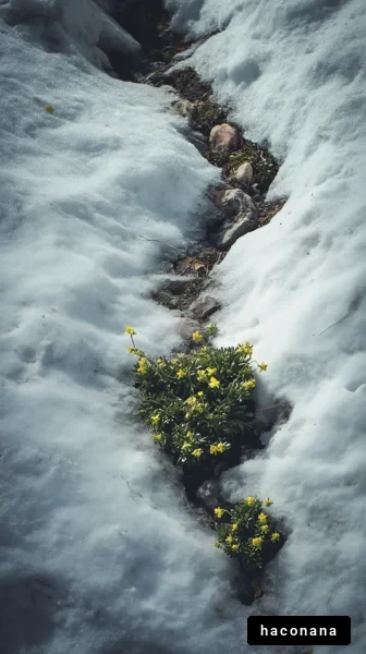 雪の中の小さな花