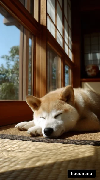 和室でくつろぐ犬