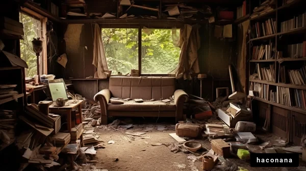 散らかった古い部屋