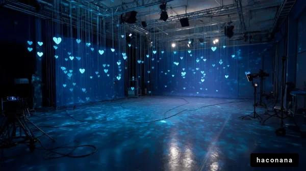 スタジオの青いハートライト