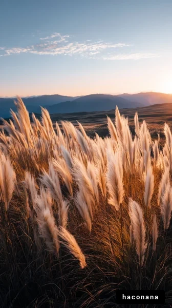 穏やかな草原の夕日