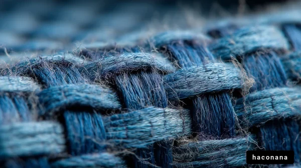 青い織物のクローズアップ