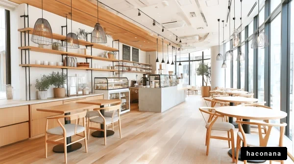 明るいカフェのインテリア