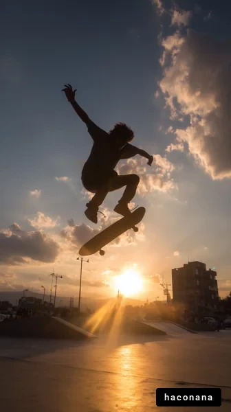 スケートボードの夕景