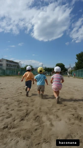 公園で元気に遊ぶ子供たち