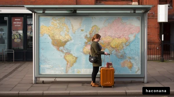 地図を前に立つ女性