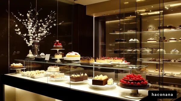 美味しそうなケーキのディスプレイ