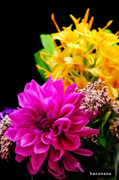 鮮やかな花々のアレンジメント