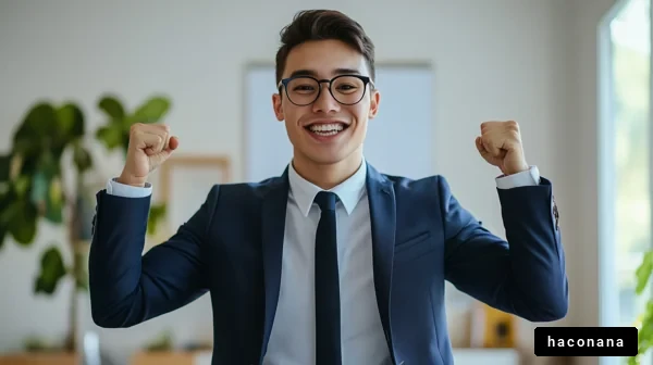 喜びを表現するビジネスマン