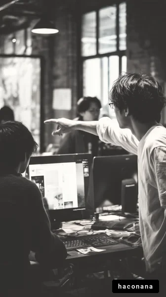 オフィスでの共同作業風景