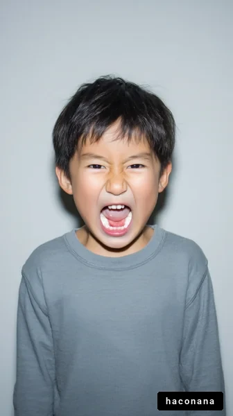 怒っている子供の表情