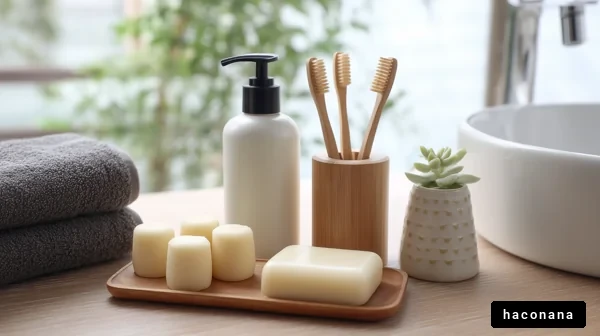 洗面台のアメニティと植物