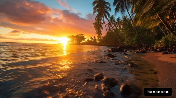 美しい夕日と海の風景