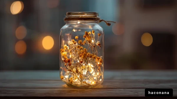 光る瓶とドライフラワー