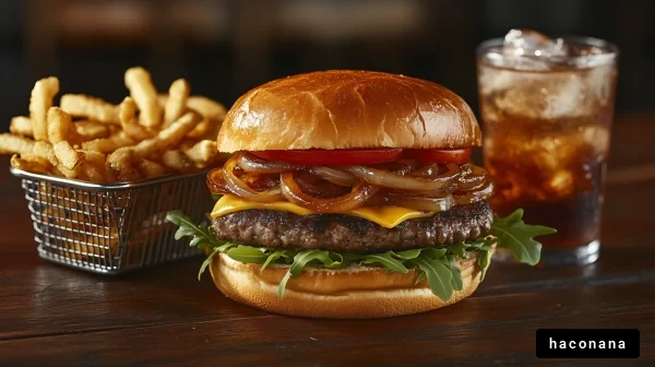 ボリューム満点のハンバーガー