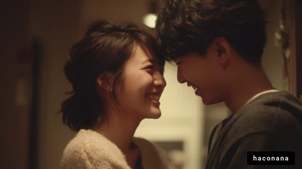 幸せなカップルの微笑み