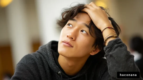 考え込む若者の表情