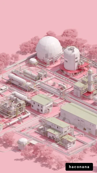 工場とパイプラインの風景