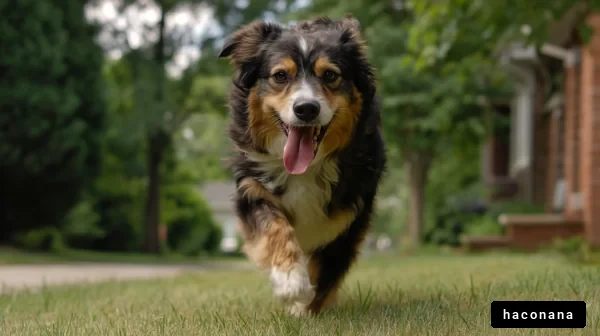 元気に走る犬の姿