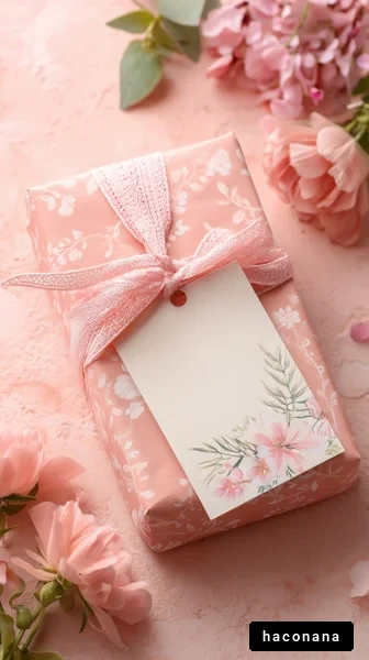 ピンクのラッピングギフト