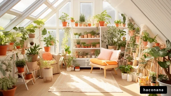 明るい植物のある部屋