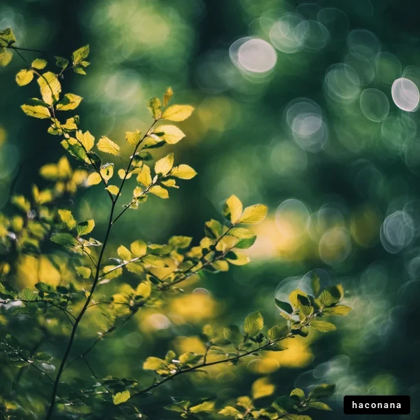 緑の葉とボケの美