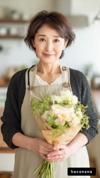 花束を持つ女性