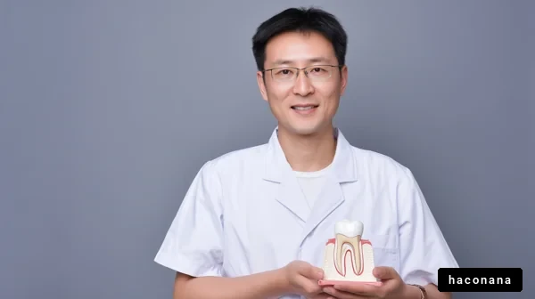 歯科医師と歯の模型