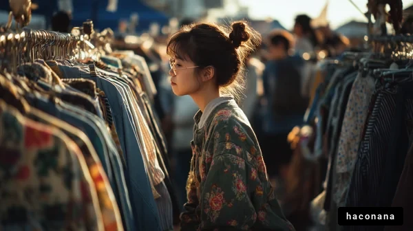 マーケットでの買い物女子