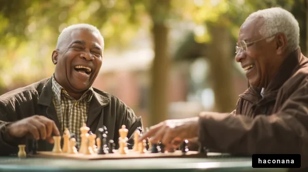 公園でチェスを楽しむ