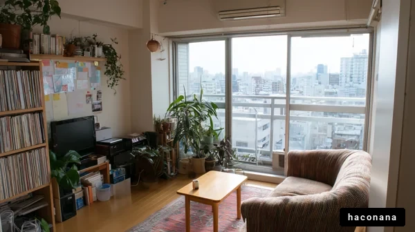 都会の明るいリビング