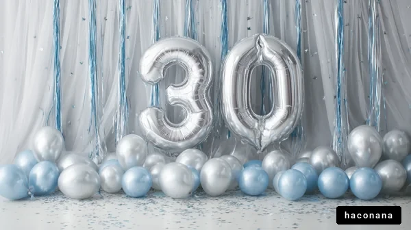 シルバーと青の30歳のパーティー