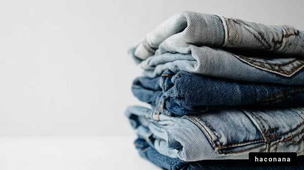 様々なデニムジーンズの積み重ね