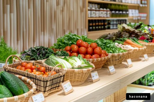 新鮮な野菜が並ぶ店