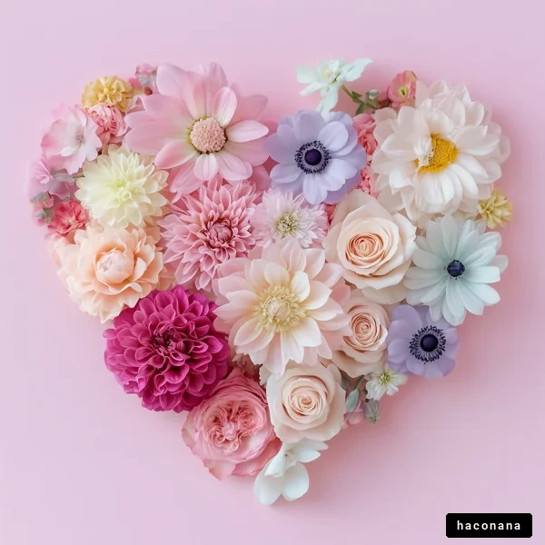 ハート型の美しい花束