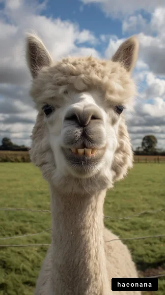 愛らしいアルパカの顔