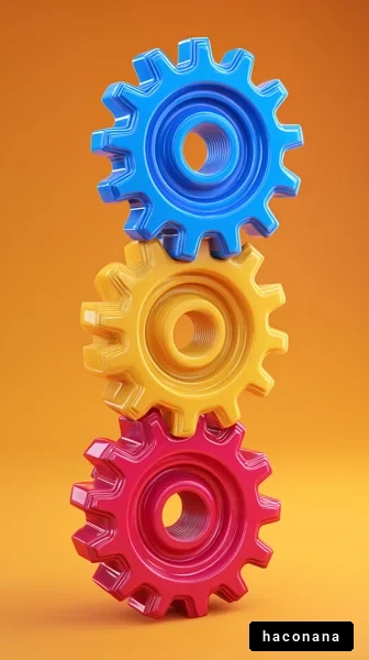 カラフルな歯車の積み重ね