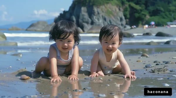 海辺で遊ぶ子供たち