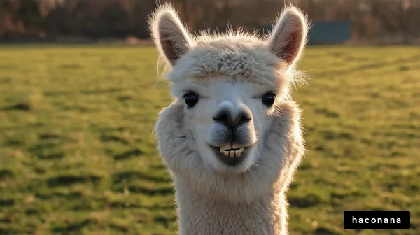 ほほえむラマの顔
