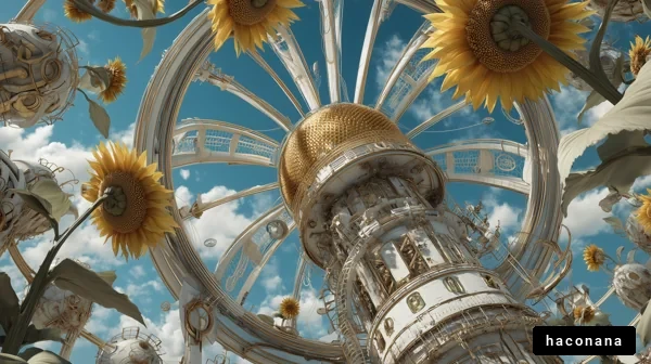 未来的な植物と機械