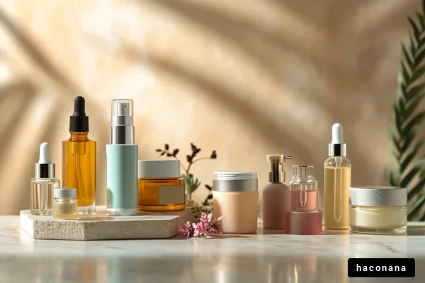 スキンケア商品が並ぶ風景