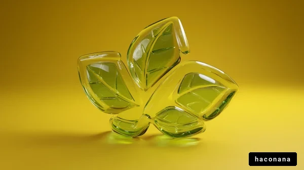 ガラスの葉のオブジェ