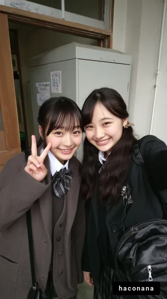 学校の友達との笑顔