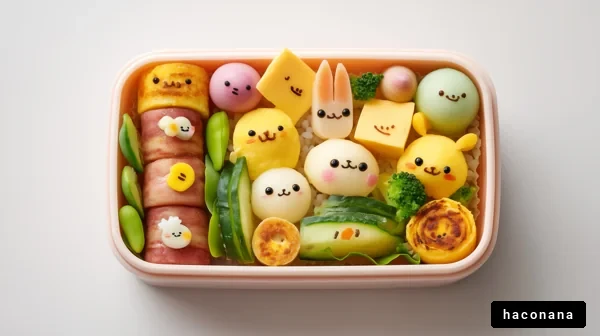 かわいいキャラ弁当の盛り付け