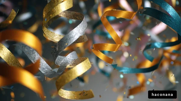 カラフルなリボンの舞い