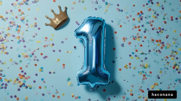 青い風船と王冠の写真