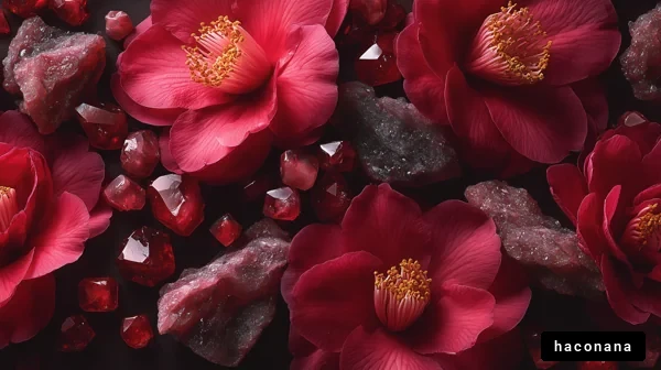 赤い花と宝石のアレンジ