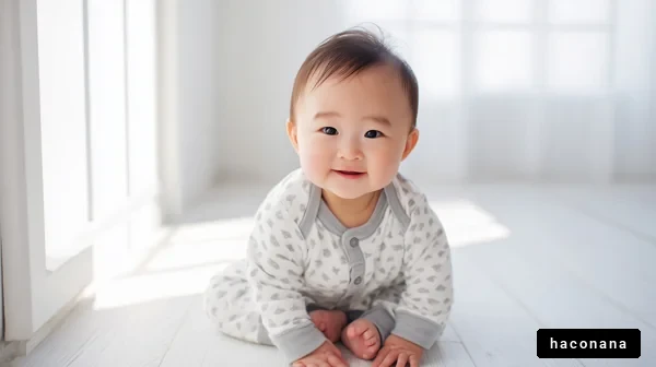 笑顔の赤ちゃんの写真