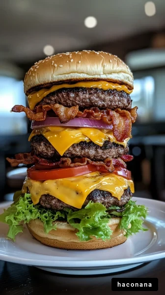 ボリューム満点のハンバーガー