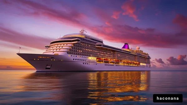 夕暮れのクルーズ船